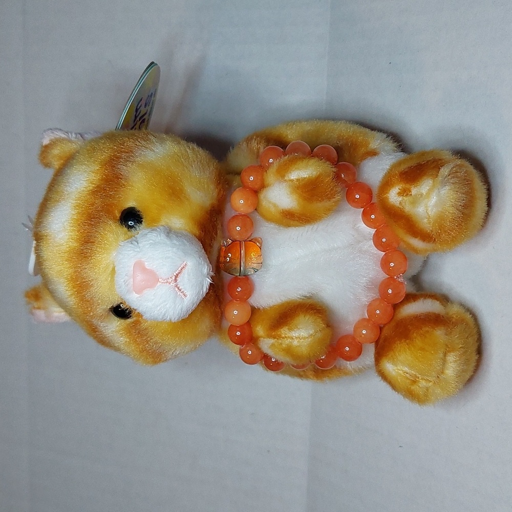 Palm pal/stone bracelet bundle. Orange Jade stone beads/Orange cat palm pal